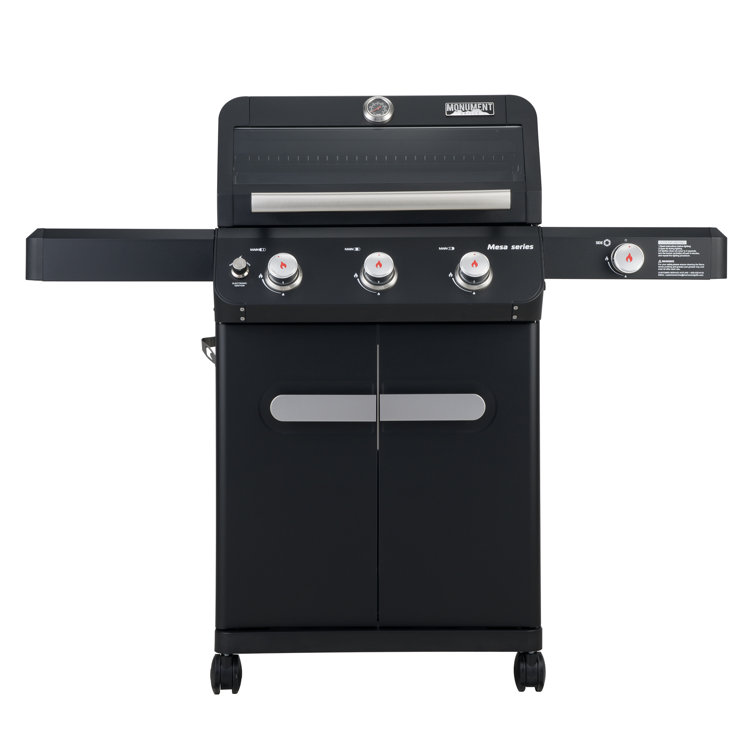 Mesa Black Stainless Steel 3-Burner Propane Gas Grill with Side Burner
