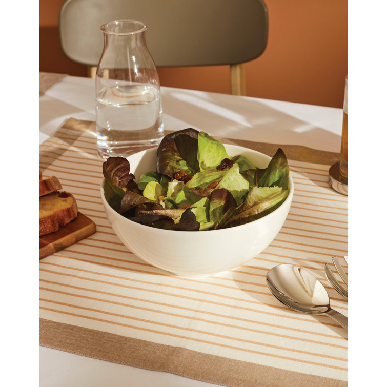 Elegant White Ceramic 9.75" Salad Serving Bowl