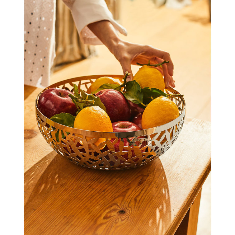 Cactus 11.5" Mirror Polished Stainless Steel Fruit Bowl