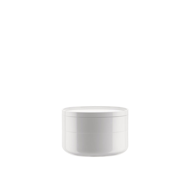 White Minimalist Round Bathroom Organizer Container