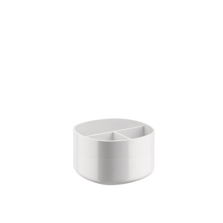 White Minimalist Round Bathroom Organizer Container