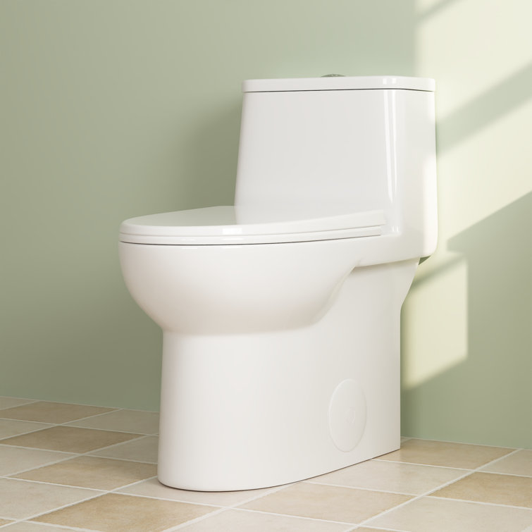White Ceramic Elongated Dual Flush One-Piece Toilet