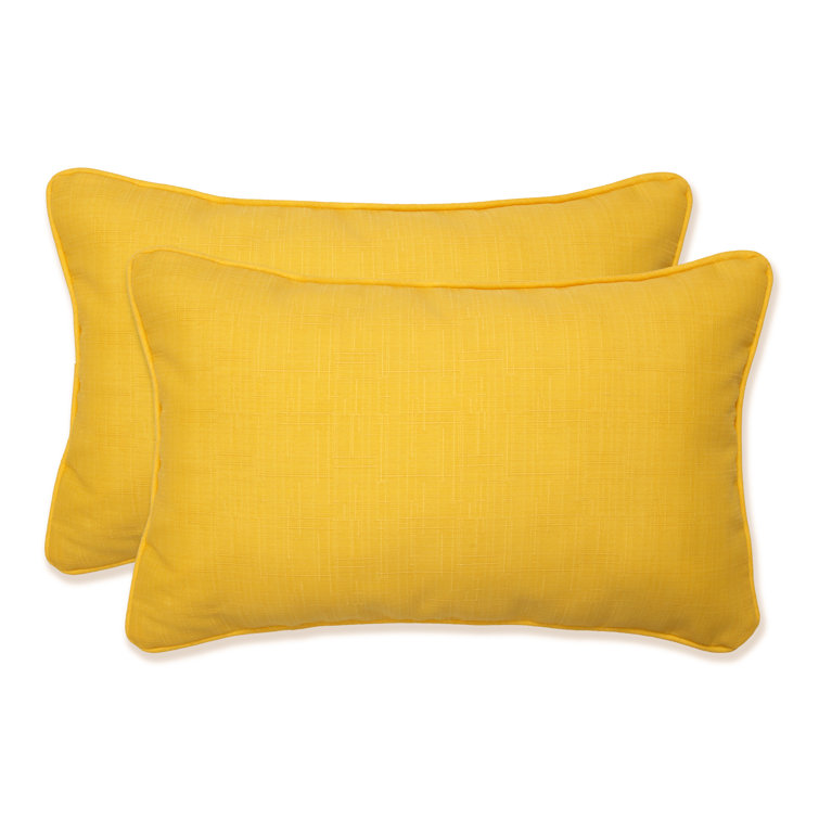 Yellow Rectangular Outdoor Throw Pillow Set