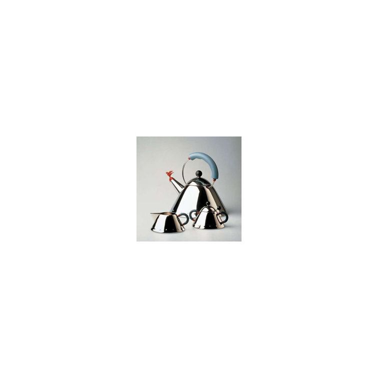 Light Blue Stainless Steel Whistling Kettle with Bird Whistle