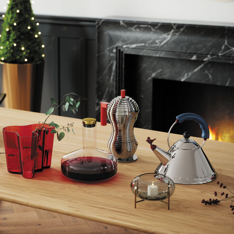 Light Blue Stainless Steel Whistling Kettle with Bird Whistle