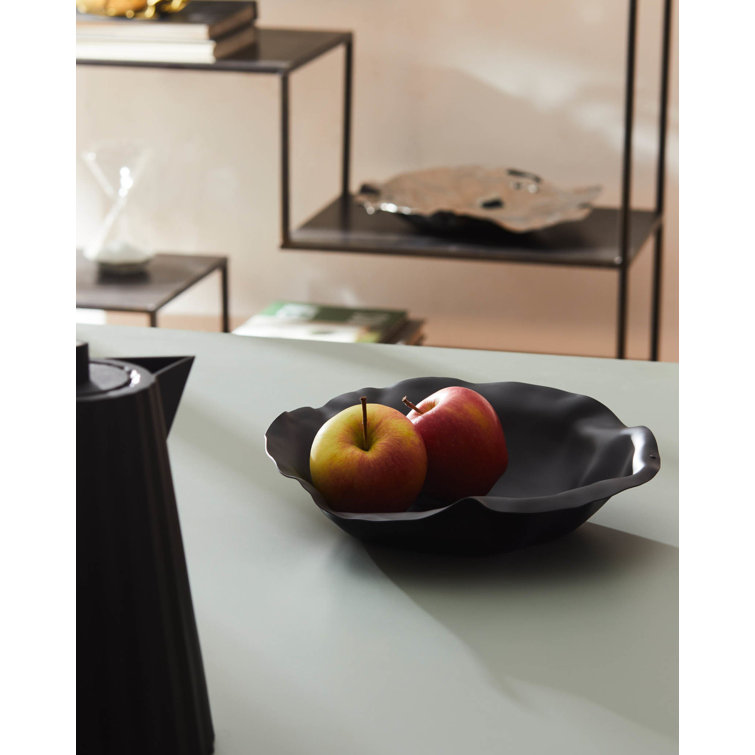 Elegante 27.5cm Polished Stainless Steel Round Decorative Bowl