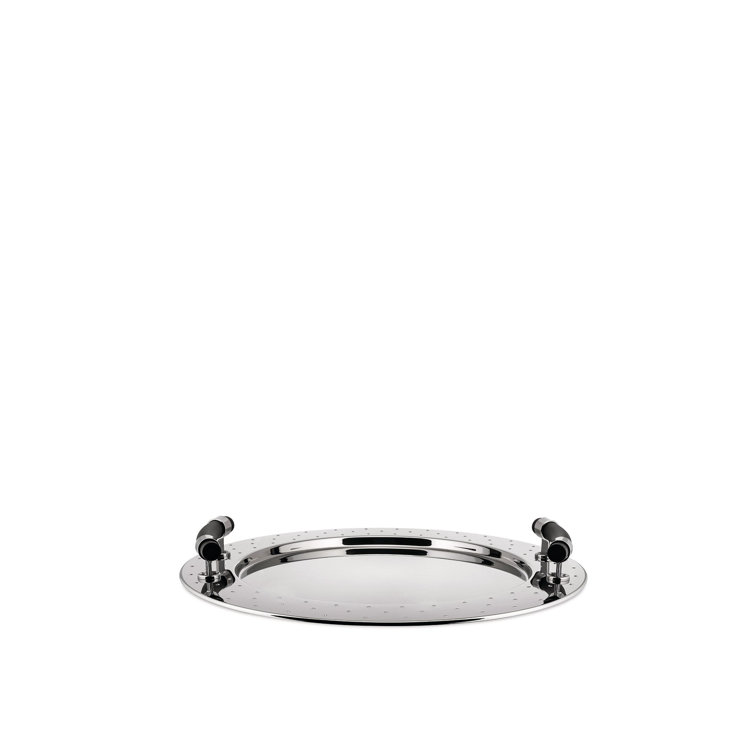 Michael Graves Silver Stainless Steel Round Tray with Handles