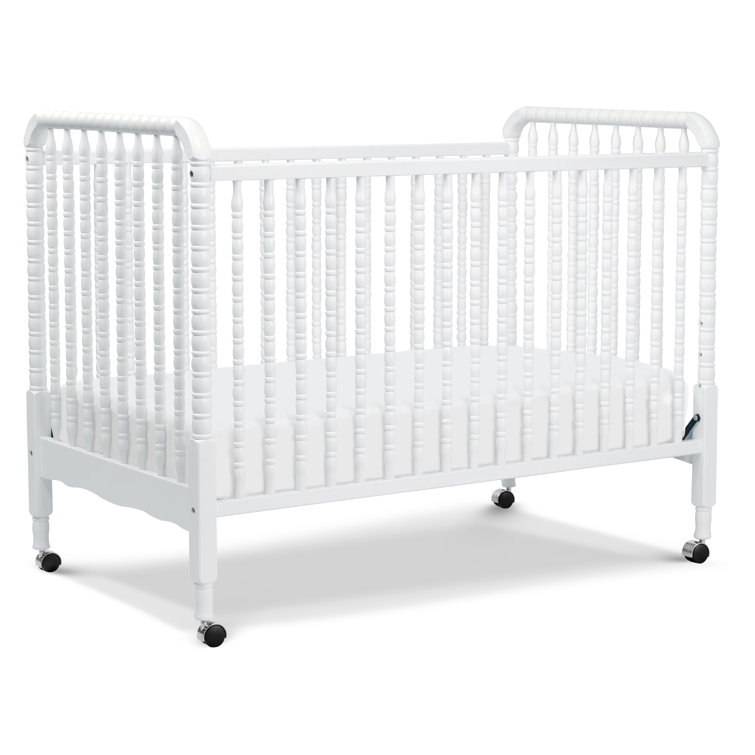 White Pine Wood 3-in-1 Convertible Crib with Wheels