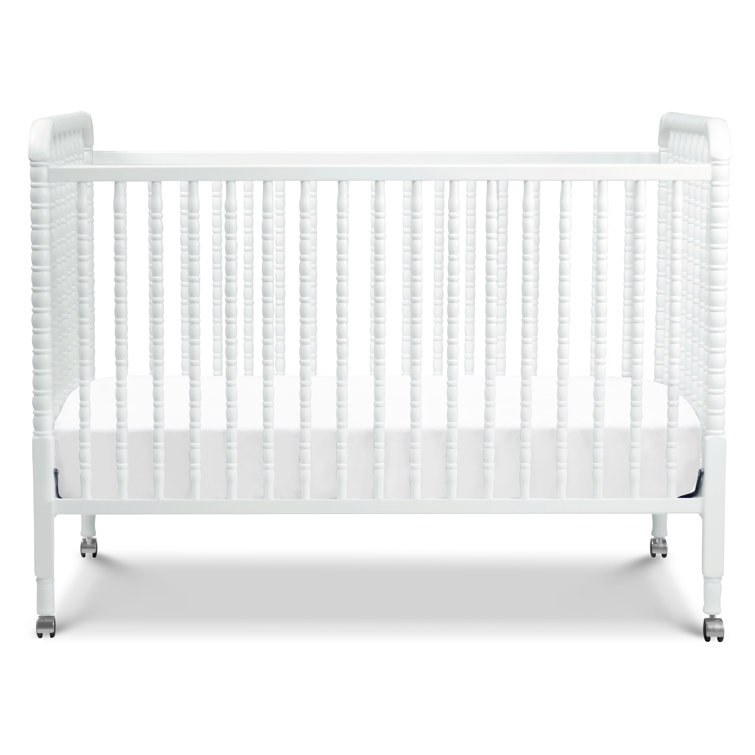 White Pine Wood 3-in-1 Convertible Crib with Wheels