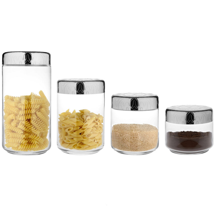 Contemporary Glass Jar with Silver Hermetic Lid