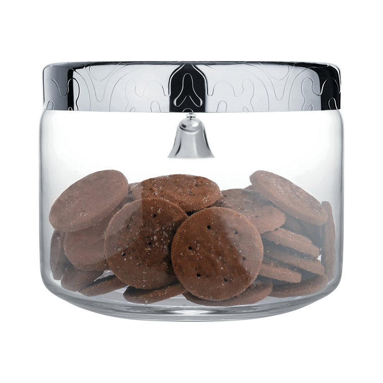 Silver and Glass Biscuit Jar with Bell Lid