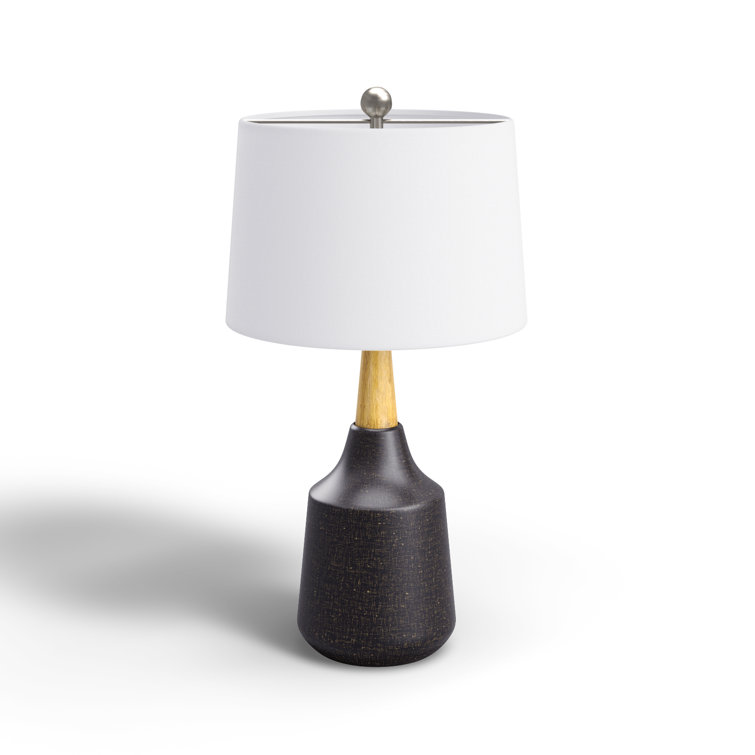 Cream and Bronze Ceramic Table Lamp with Linen Shade