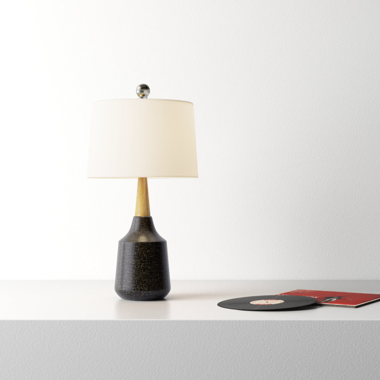 Cream and Bronze Ceramic Table Lamp with Linen Shade