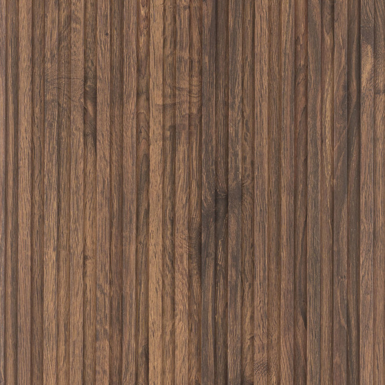 Walnut Brown Textured Shiplap Wood Slat Wall Panels, 94.5" x 12", Pack of 10
