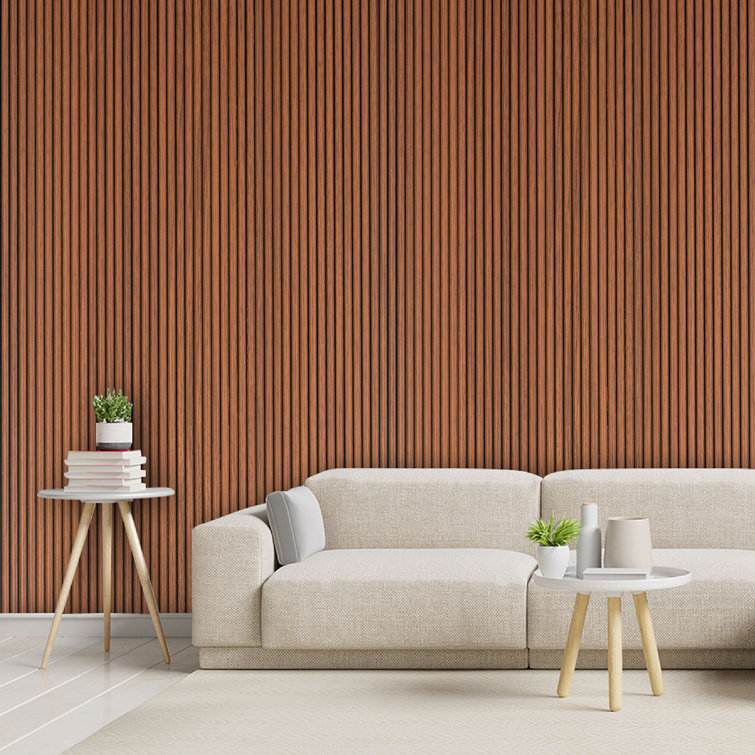 Mahogany 94.5" x 12" Polystyrene 3D Wood Slat Wall Panels