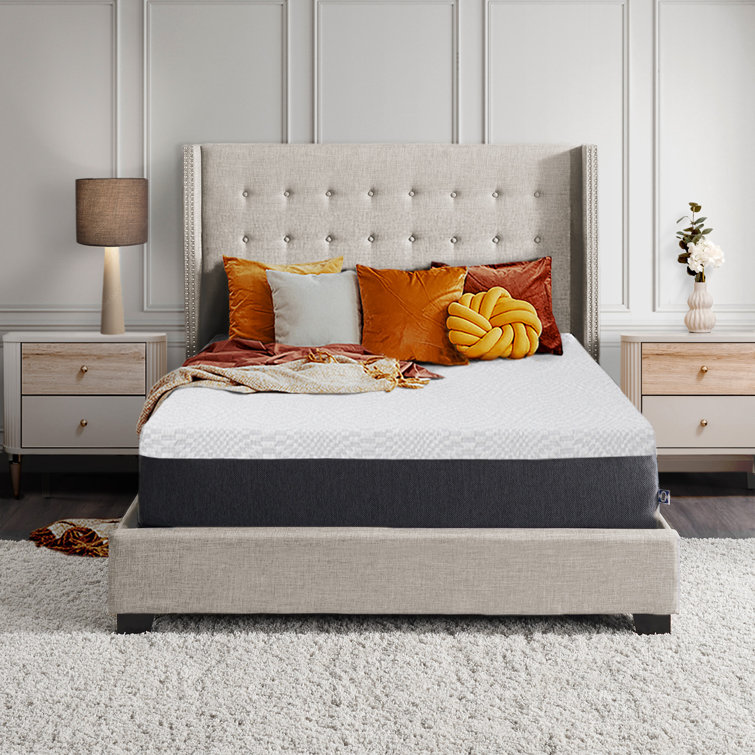 Twin 12-Inch Gel Memory Foam Mattress in White and Gray
