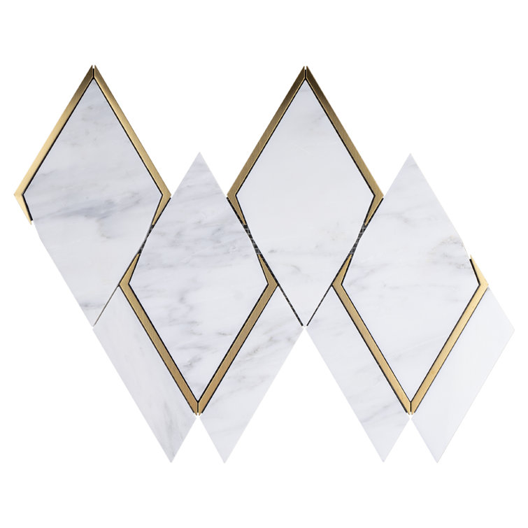 White and Gold Marble Mosaic Wall Tile