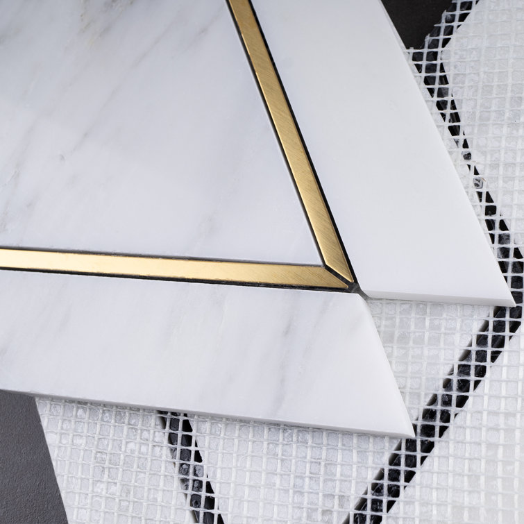 White and Gold Marble Mosaic Wall Tile
