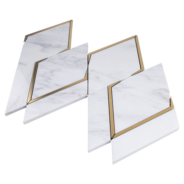 White and Gold Marble Mosaic Wall Tile