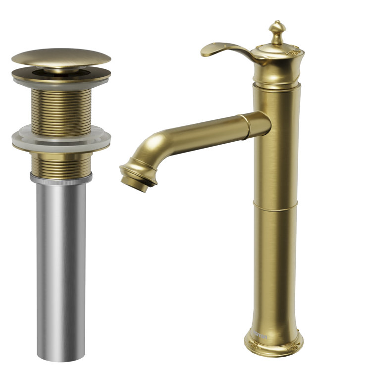 Brushed Gold Single-Handle Stainless Steel Vessel Sink Faucet