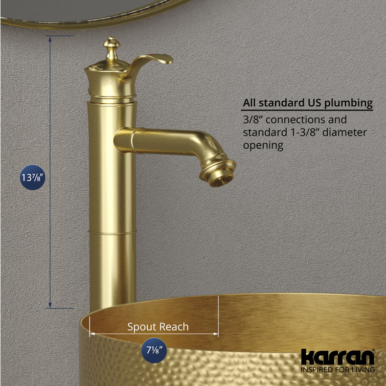 Brushed Gold Single-Handle Stainless Steel Vessel Sink Faucet