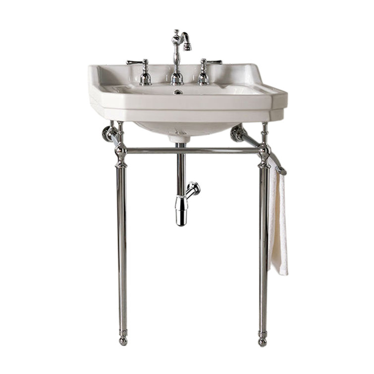 Wellington 24" White Ceramic Console Sink with Chrome Stand