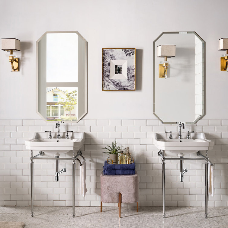 Wellington 24" White Ceramic Console Sink with Chrome Stand