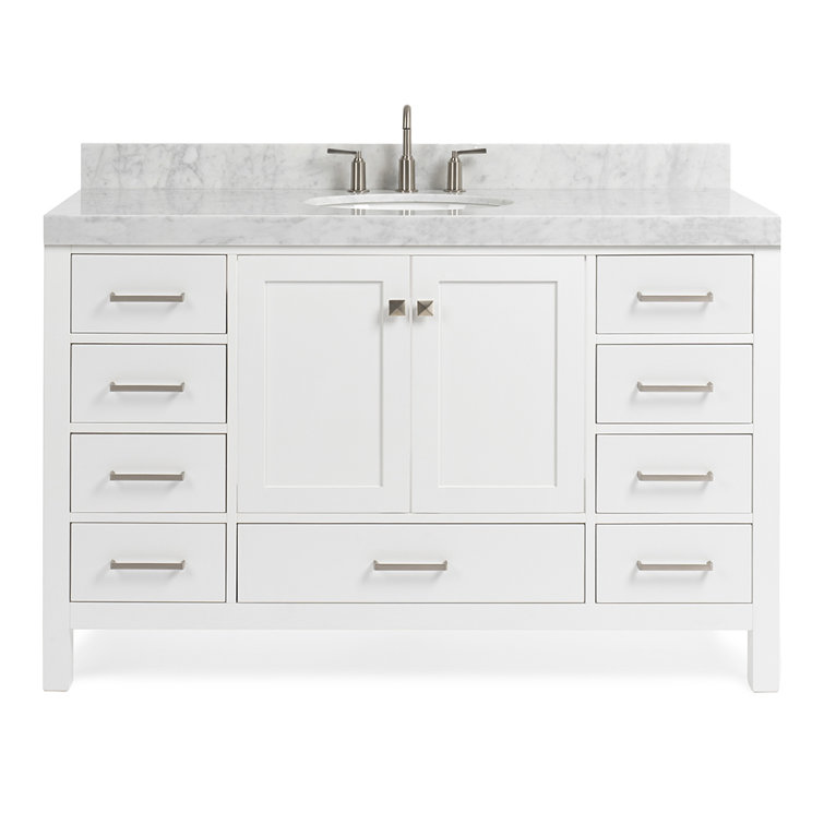 Cambridge 49" White Marble Top Single Bathroom Vanity