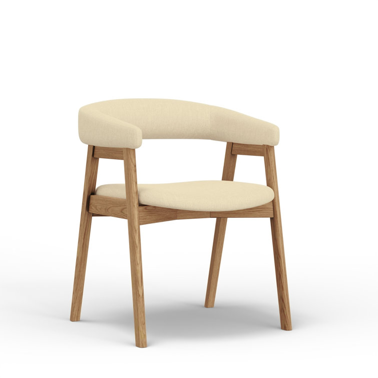 Natural Solid Wood Arm Chair with Upholstered Back and Seat