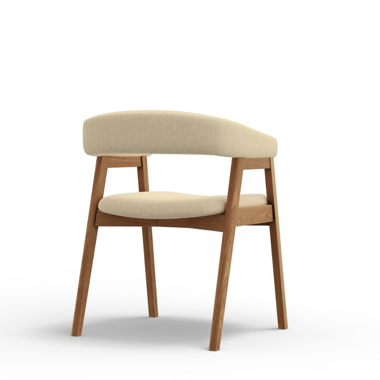 Natural Solid Wood Arm Chair with Upholstered Back and Seat