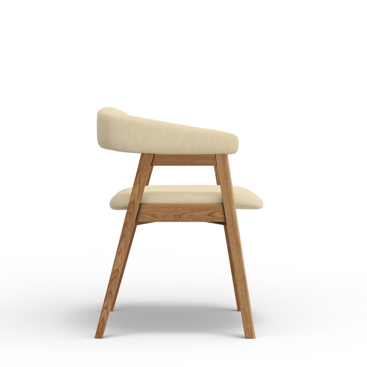 Natural Solid Wood Arm Chair with Upholstered Back and Seat
