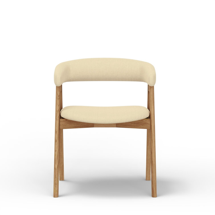 Natural Solid Wood Arm Chair with Upholstered Back and Seat