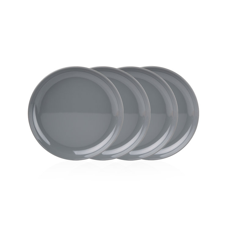 Gray Handcrafted Melamine Stacking Salad Plates Set