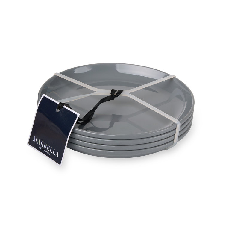Gray Handcrafted Melamine Stacking Salad Plates Set
