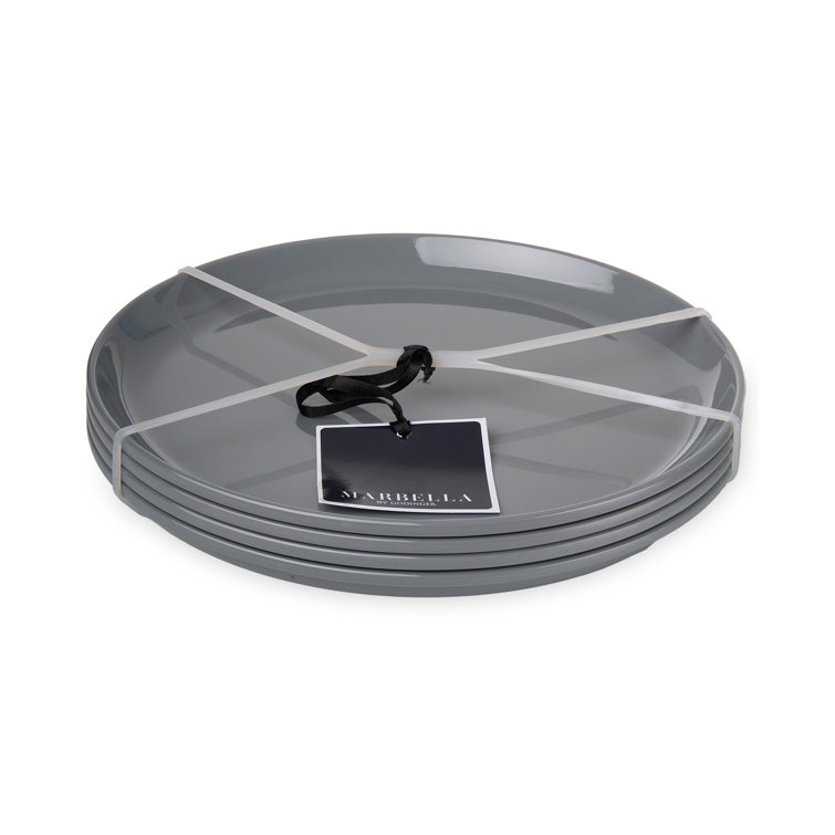 Gray Handcrafted Melamine Stacking Dinner Plates Set