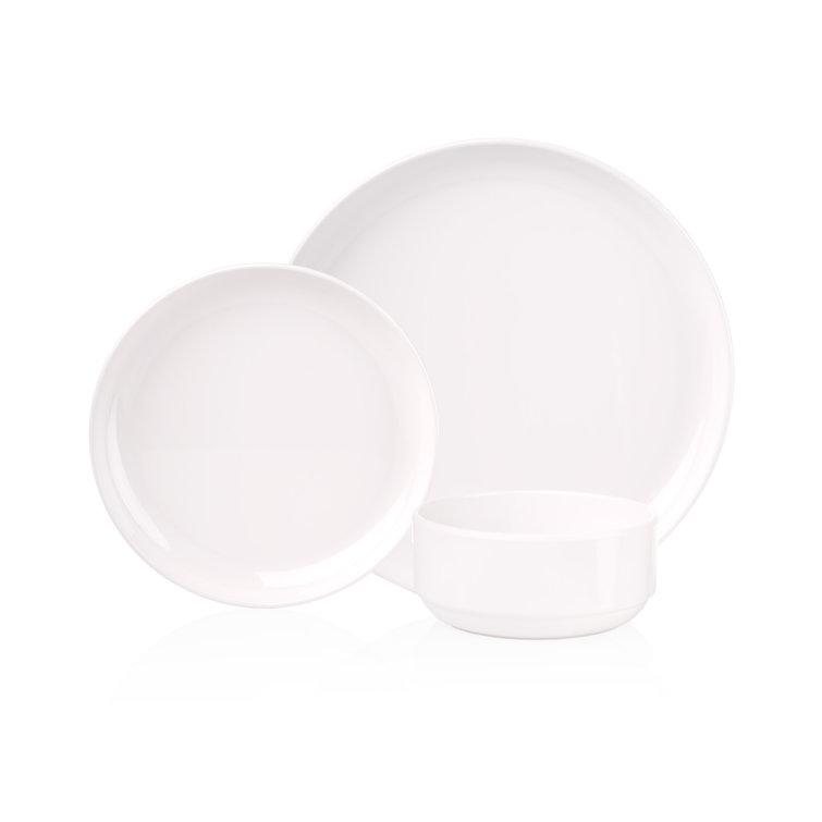 White Round Melamine Handcrafted Salad Plates Set of 4