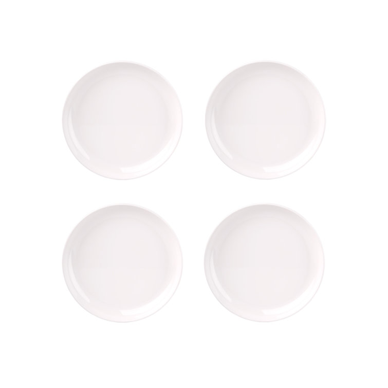 White Round Melamine Handcrafted Salad Plates Set of 4