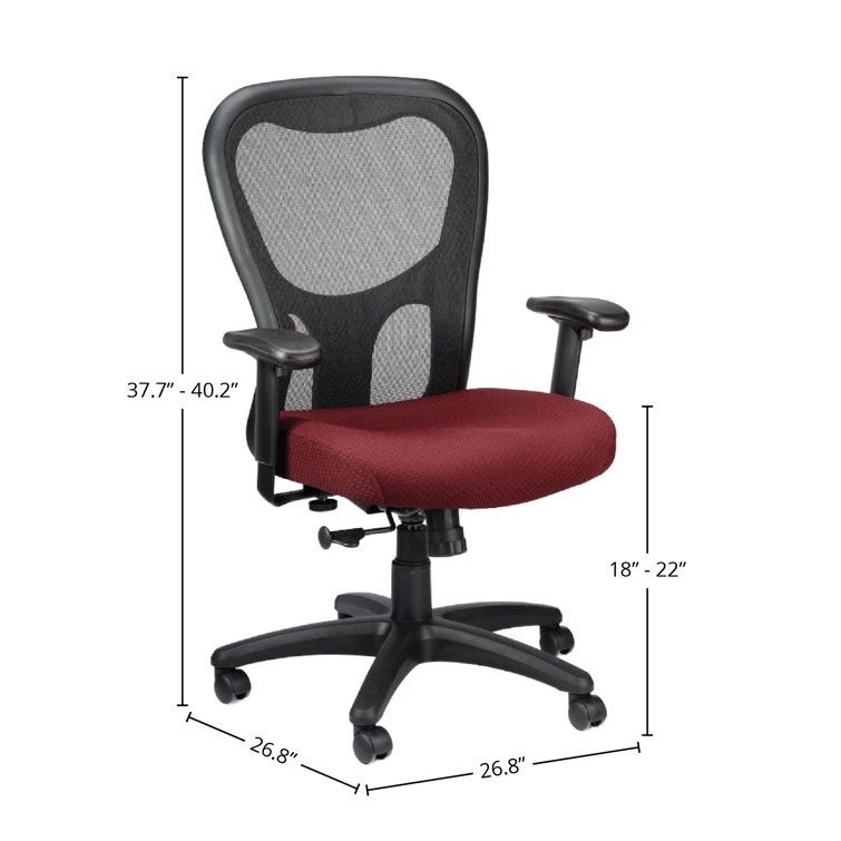 Burgundy Mesh High-Back Swivel Office Chair with Adjustable Arms