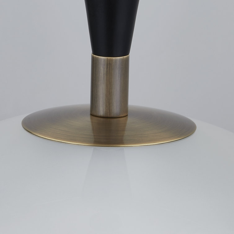 Patina Brass and Black Glass Dome Pendant Light