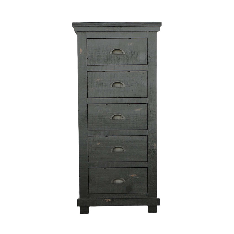 Distressed Black Farmhouse Lingerie Chest with Stylish Metal Pulls