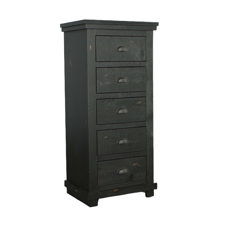 Distressed Black Farmhouse Lingerie Chest with Stylish Metal Pulls