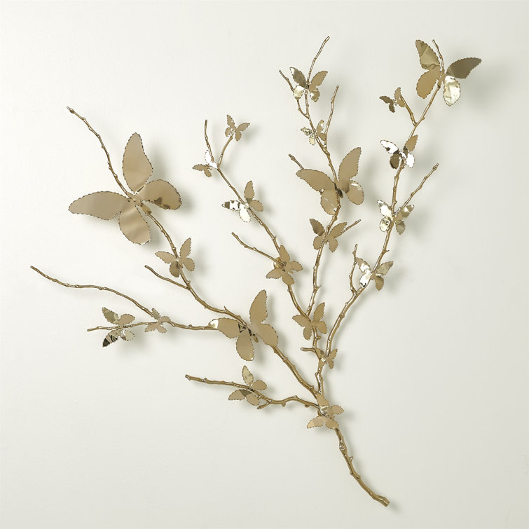 Satin Brass Butterfly Branch Wall Decor