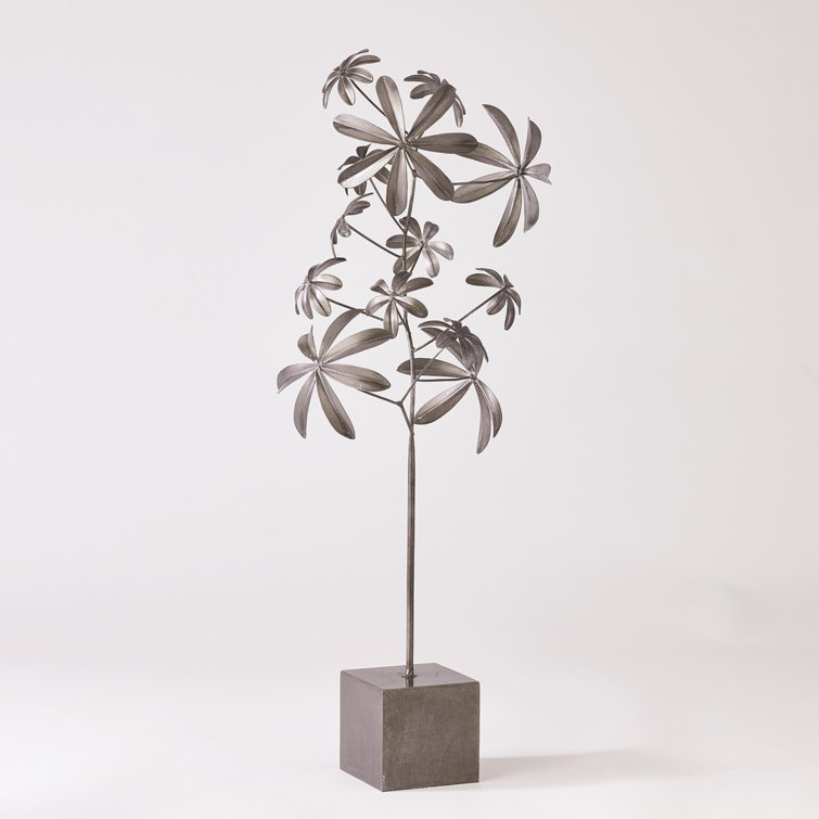 Gray Handmade Iron Dieffenbachia Plant Sculpture