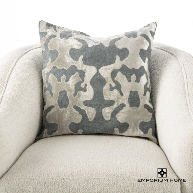 Moonlight Gray and Beige Velvet Square Throw Pillow