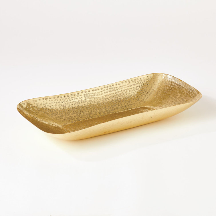 Handcrafted Brass Hammered Oval Decorative Bowl
