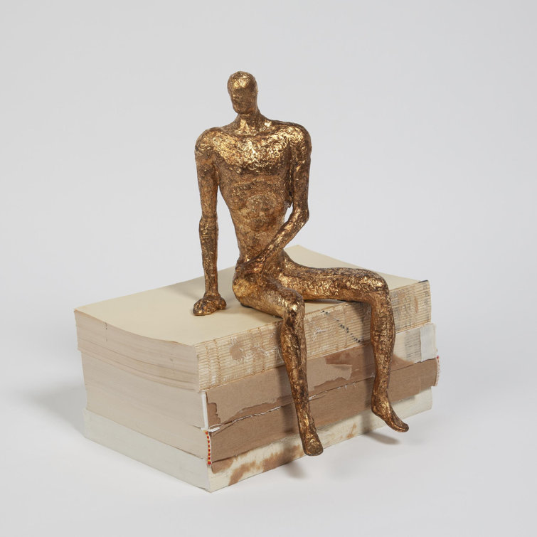 Gold Leaf Cast Iron Sitting Figurine