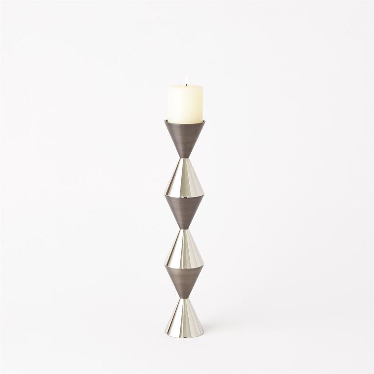 Gunmetal and Nickel 18.38'' Tabletop Brass Candlestick