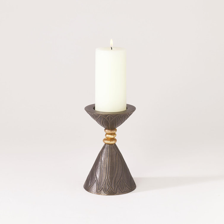 Bronze Aluminum Leaf Detailing Tabletop Candlestick