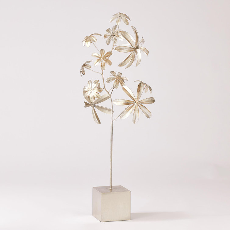Handmade Silver Iron Dieffenbachia Plant Figurine