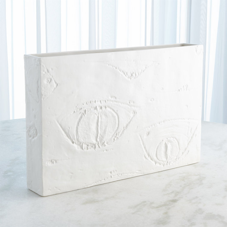 White Ceramic Rectangular Decorative Table Vase